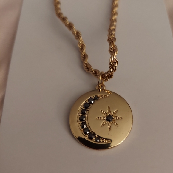 Torrid Crescent Moon Disc Goldtone Necklace-NWT - Picture 5 of 11